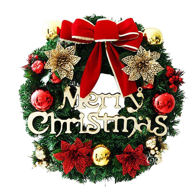 Luxurious Red and Gold Illuminated Christmas Wreath - Chic Holiday Decor for Your Home