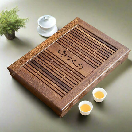 Luxurious Rosewood Tea Serving Tray with Convenient Storage Drawer - Stylish Wooden Table for Home Use- Très Elite- Très Elite