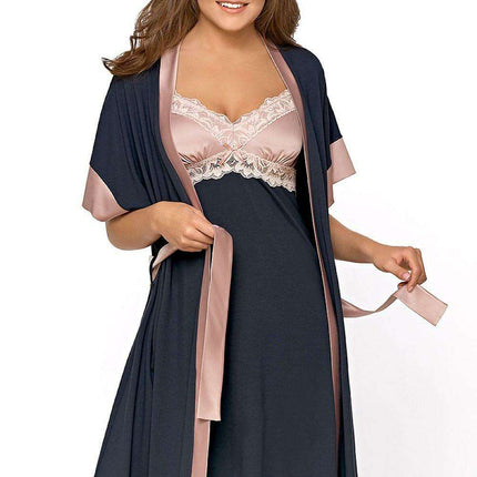 Luxurious Satin-Accented Viscose Kimono Robe for Serene Relaxation - Très Elite