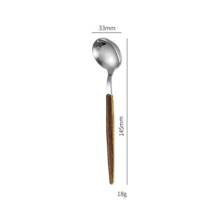Luxurious Stainless Steel Cutlery Set with Elegant Wood Grain Handles - Très Elite