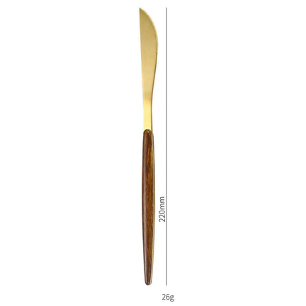 Luxurious Stainless Steel Cutlery Set with Elegant Wood Grain Handles - Très Elite