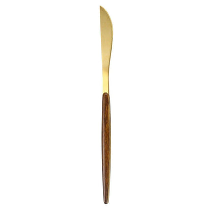 Luxurious Stainless Steel Cutlery Set with Elegant Wood Grain Handles - Très Elite
