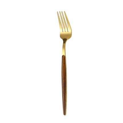Luxurious Stainless Steel Cutlery Set with Elegant Wood Grain Handles - Très Elite