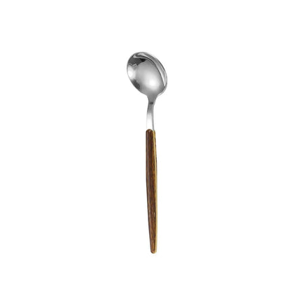 Luxurious Stainless Steel Cutlery Set with Elegant Wood Grain Handles - Très Elite