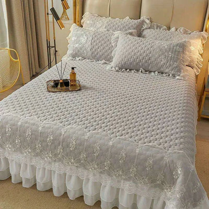 Luxurious Summer Quilted Bedspread for Couples - King Size White Bedding (180x200cm)- Très Elite- Très Elite