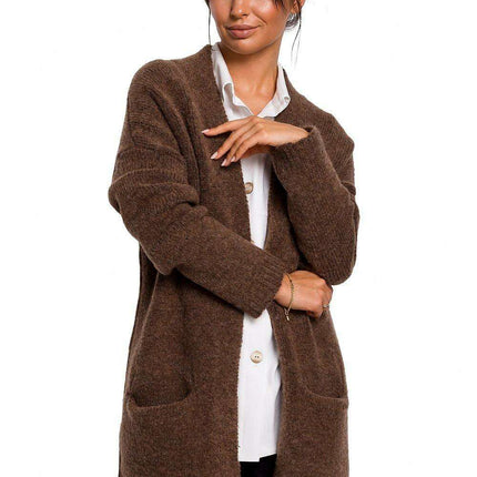 Luxurious Textured Wool Blend Cardigan with Convenient Front Pockets
