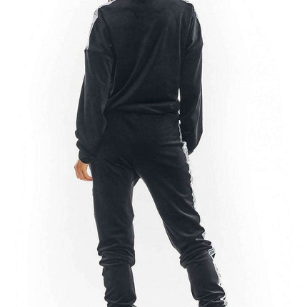Luxurious Velour Jogger Pants with Trendy Logo Tape - Stylish Comfort Essential - Très Elite