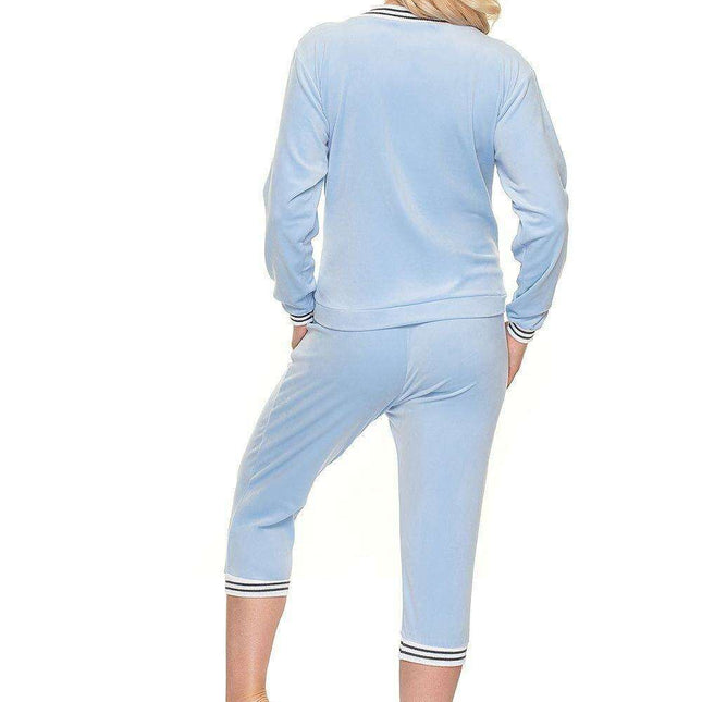 Luxurious Velour Tracksuit Ensemble with Stylish Piping - Très Elite