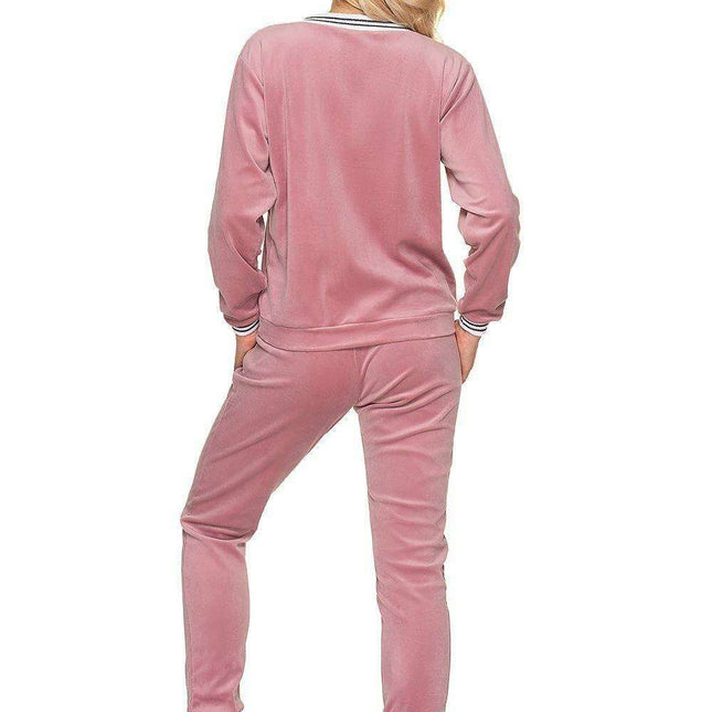 Luxurious Velour V-Neck Lounge Set - Très Elite