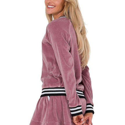 Luxurious Velour Zip-Up Bomber Sweatshirt - Très Elite