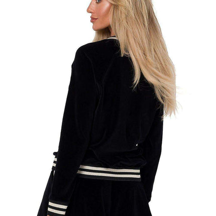 Luxurious Velour Zip-Up Bomber Sweatshirt - Très Elite