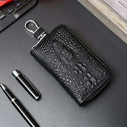 Luxury Cowhide Leather Zip Key Holder - Chic Organizer for Men and Women - Très Elite