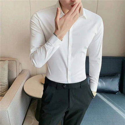 Luxury High Stretch Long Sleeve Dress Shirt for Men - Plus Size 4XL-M Tailored Elegance - Très Elite