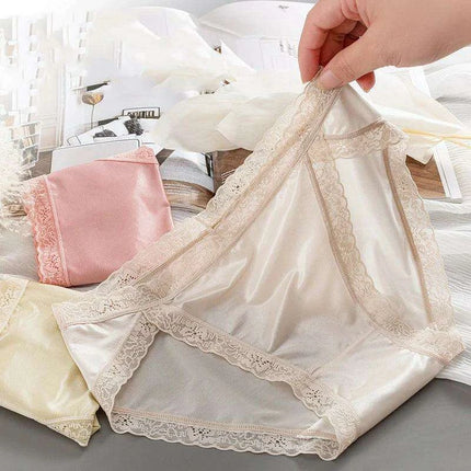Luxury Lace & Silk Seamless Women's Breathable Briefs - Soft Mesh Panties for Ultimate Comfort - Très Elite