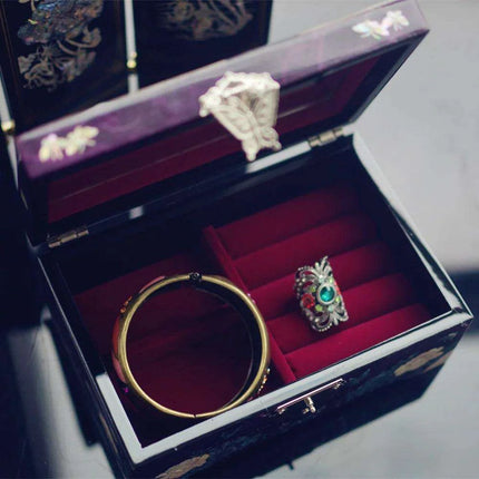 Luxury Mother of Pearl Jewelry Box with Mirror - Ideal Gift for Organizing Earrings, Necklaces, Rings & More - Très Elite