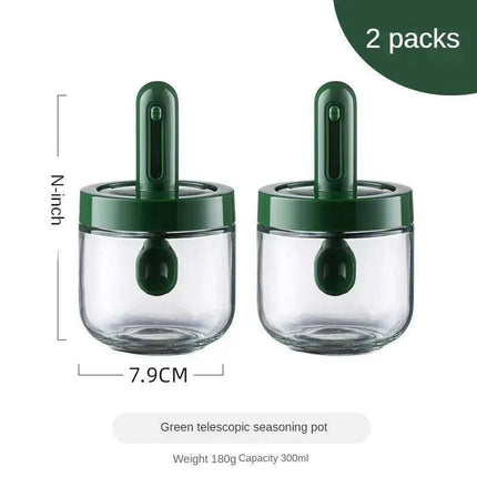 Luxury Spice Container Set with Built-in Spoon Lid and Airtight Organizer Box - Très Elite