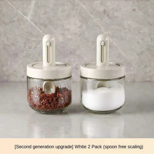 Luxury Spice Container Set with Built-in Spoon Lid and Airtight Organizer Box