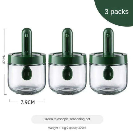 Luxury Spice Container Set with Built-in Spoon Lid and Airtight Organizer Box - Très Elite