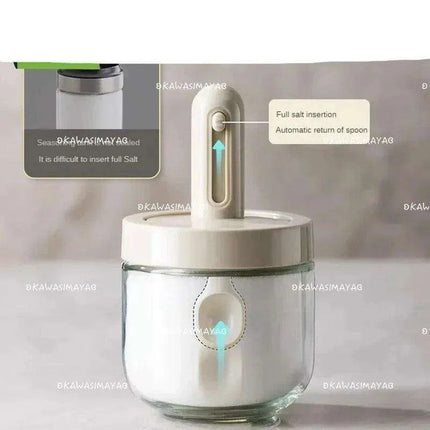 Luxury Spice Container Set with Built-in Spoon Lid and Airtight Organizer Box - Très Elite