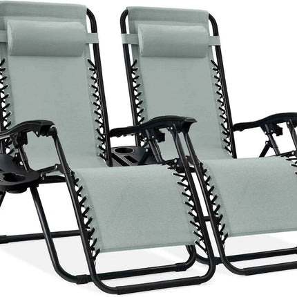 Luxury Zero Gravity Lounge Chairs Set with Accessories in Elegant Black..