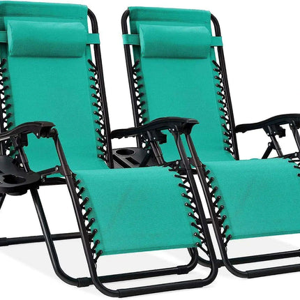 Luxury Zero Gravity Lounge Chairs Set with Accessories in Elegant Black..