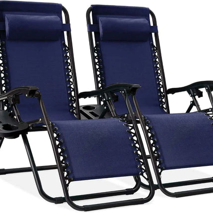 Luxury Zero Gravity Lounge Chairs Set with Accessories in Elegant Black - Très Elite