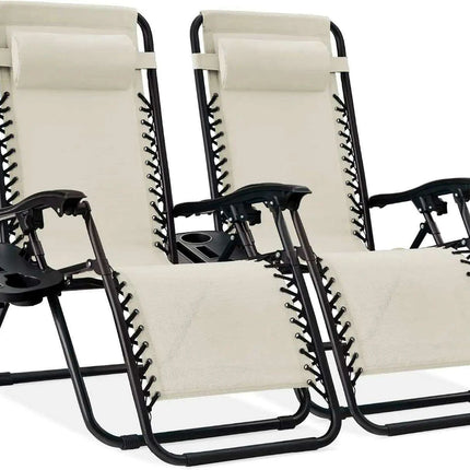 Luxury Zero Gravity Lounge Chairs Set with Accessories in Elegant Black..