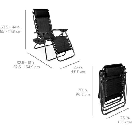 Luxury Zero Gravity Lounge Chairs Set with Accessories in Elegant Black - Très Elite