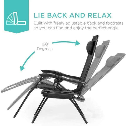 Luxury Zero Gravity Lounge Chairs Set with Accessories in Elegant Black - Très Elite