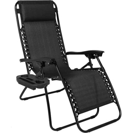 Luxury Zero Gravity Lounge Chairs Set with Accessories in Elegant Black - Très Elite