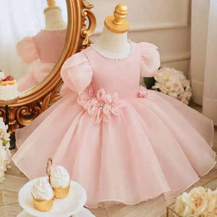 Magical Pearl and Bow Evening Gown for Girls - Très Elite
