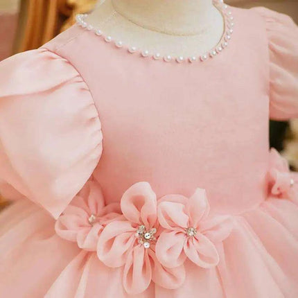Magical Pearl and Bow Evening Gown for Girls - Très Elite