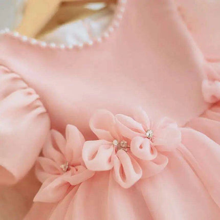 Magical Pearl and Bow Evening Gown for Girls - Très Elite