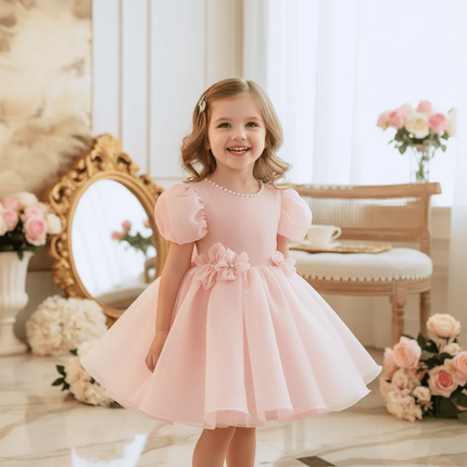 Magical Pearl and Bow Evening Gown for Girls - Très Elite