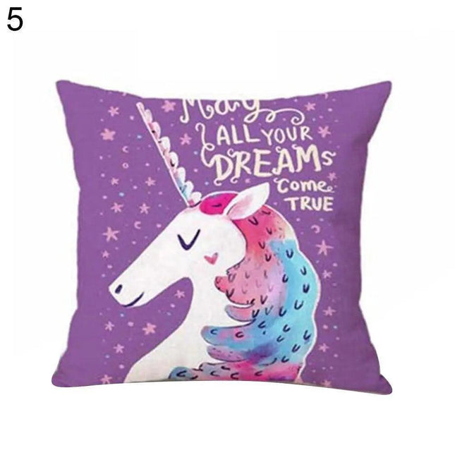 Magical Unicorn Cartoon Pillow Cover - Perfect for Kids' Spaces!