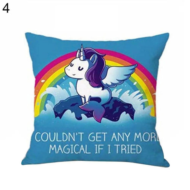 Magical Unicorn Cartoon Pillow Cover - Perfect for Kids' Spaces!