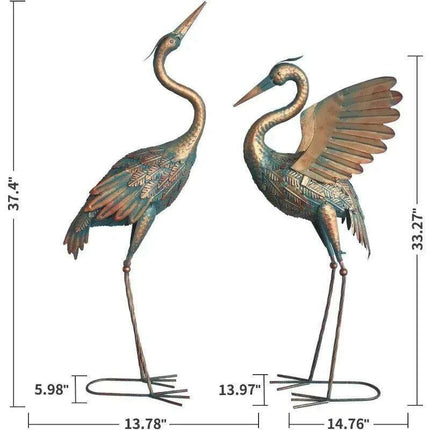 Majestic Bronze Crane Garden Sculpture for Timeless Outdoor Elegance - Transform Your Landscape - Très Elite