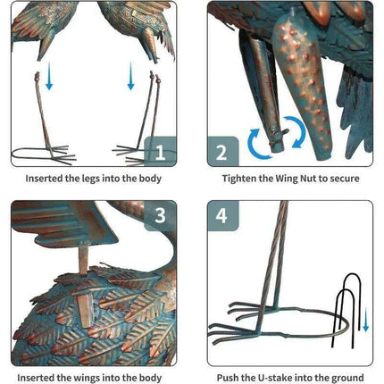 Majestic Bronze Crane Garden Sculpture for Timeless Outdoor Elegance - Transform Your Landscape - Très Elite