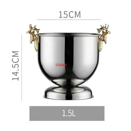 Majestic Deer Head Ice Bucket: Luxurious European Charm in Dual-Tone Design - Très Elite