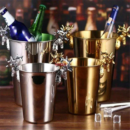 Majestic Deer Head Ice Bucket: Luxurious European Charm in Dual-Tone Design - Très Elite