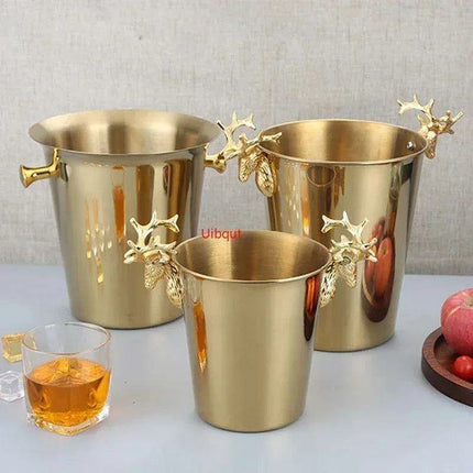 Majestic Deer Head Ice Bucket: Luxurious European Charm in Dual-Tone Design - Très Elite