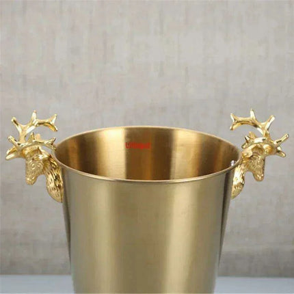 Majestic Deer Head Ice Bucket: Luxurious European Charm in Dual-Tone Design - Très Elite