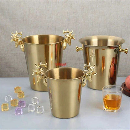 Majestic Deer Head Ice Bucket: Luxurious European Charm in Dual-Tone Design - Très Elite