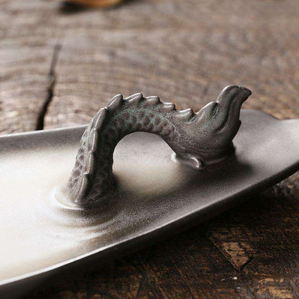 Majestic Dragon River Backflow Incense Fountain - Artisan Purple Sand Craft..