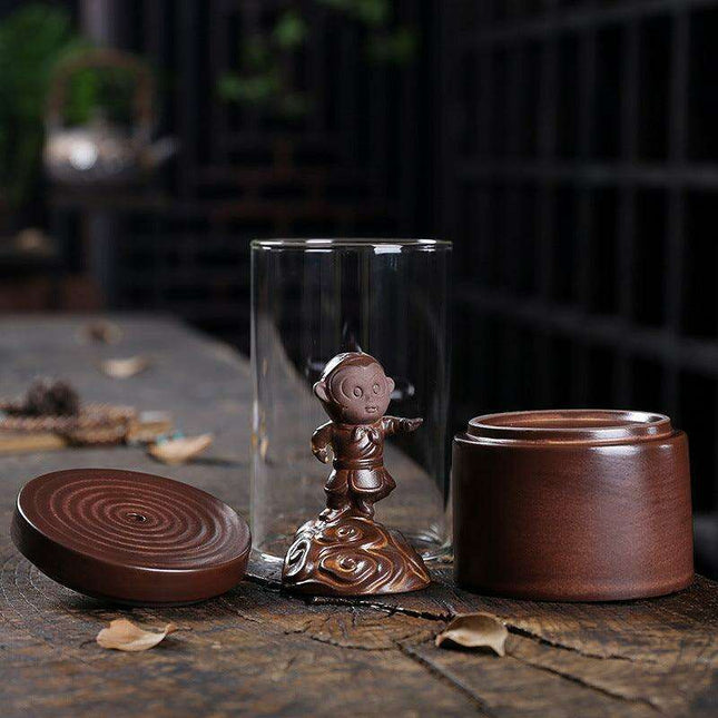 Majestic Monkey King Backflow Incense Burner with Shielding Windproof Cover