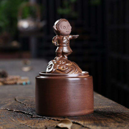 Majestic Monkey King Backflow Incense Burner with Shielding Windproof Cover..
