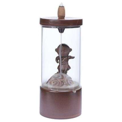 Majestic Monkey King Backflow Incense Burner with Shielding Windproof Cover..