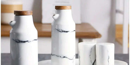Marble Ceramic Oil and Vinegar Sauce Pot Dispenser