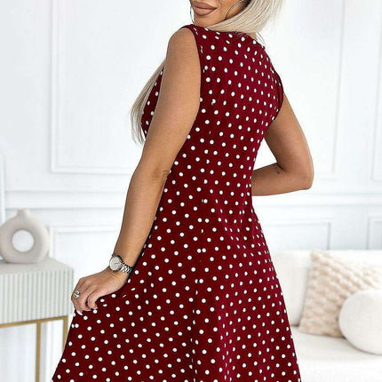 Maroon Cotton Daydress with Distinctive Karo Neckline - European Craftsmanship - Très Elite