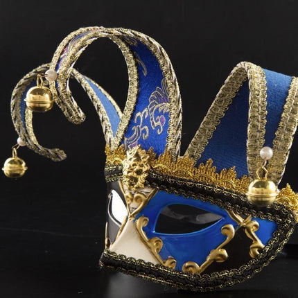 Masquerade Elegance: Men's Bell-Embellished Festive Mask.